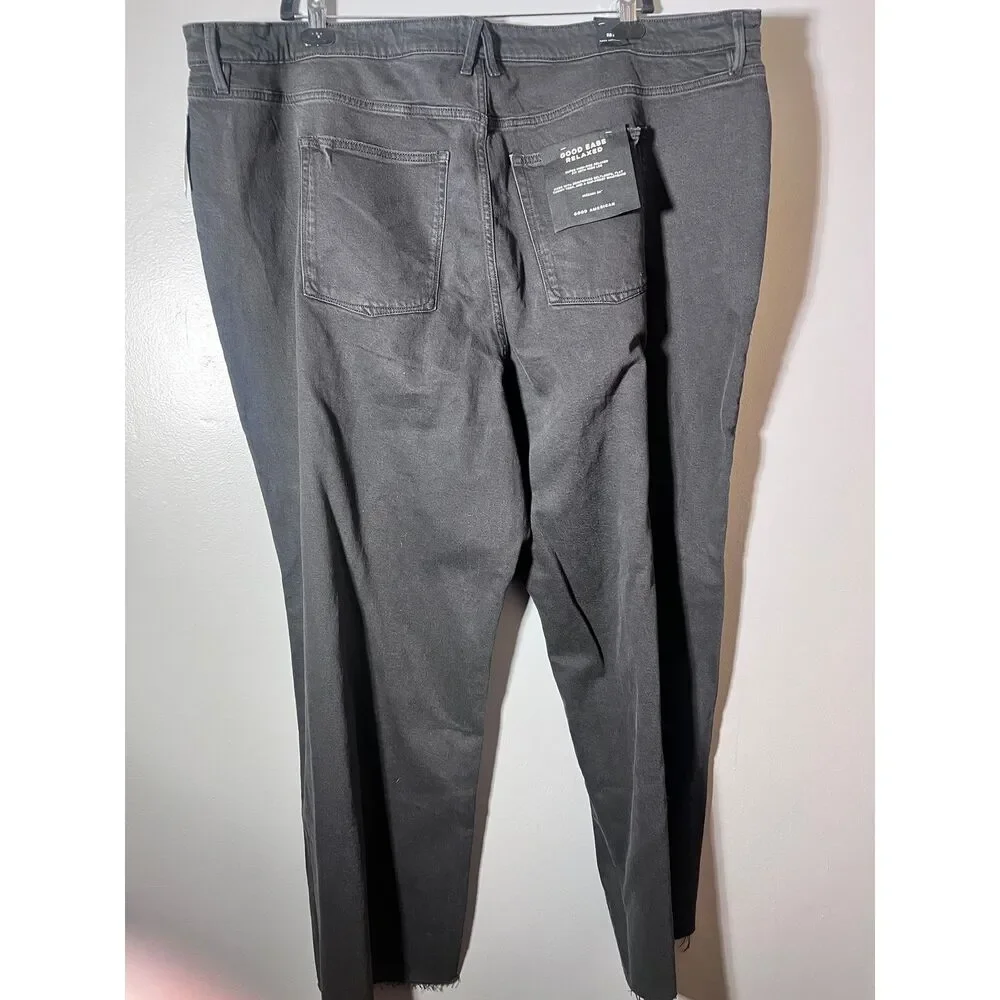NWT Good American Good Ease Relaxed Jeans Size 28 Plus Black High Rise Wide Leg - Picture 3 of 13